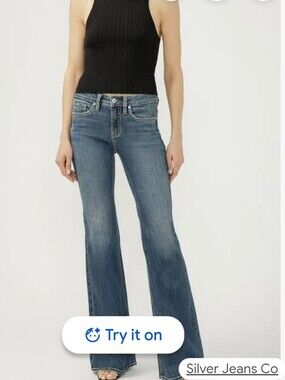 Silver Jeans Medium Blue Flare Wide-Leg Women's Jeans🎈